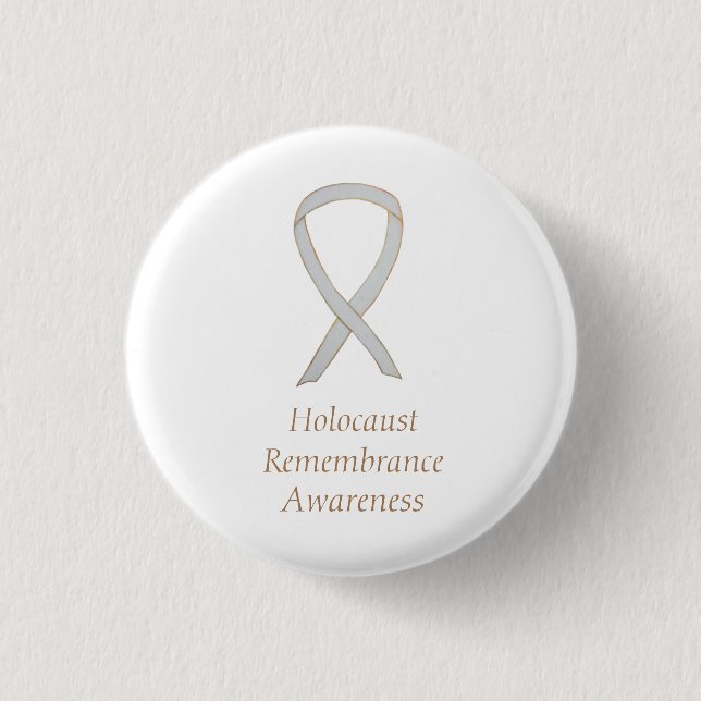 Holocaust Remembrance Awareness White Ribbon Pin (Front)