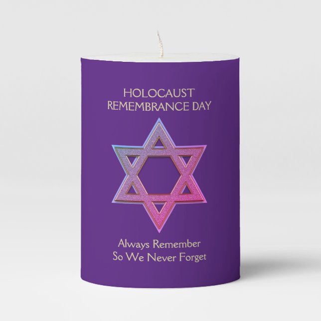 Holocaust Remembrance Day Pillar Candle (Front)