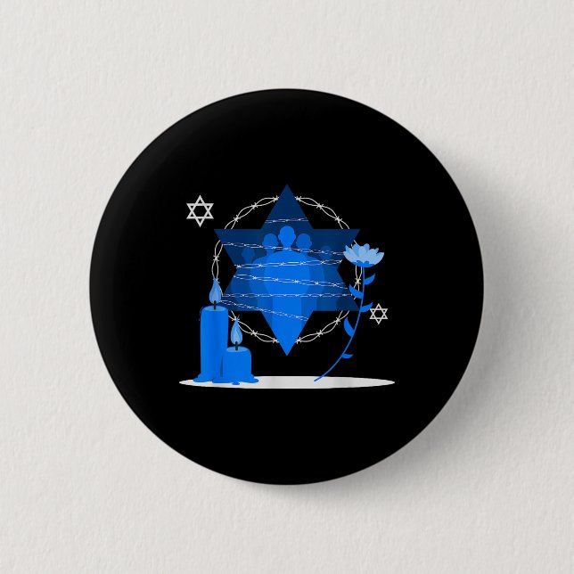 Holocaust Remembrance Memorial Day - Yom Hashoah  Button (Front)