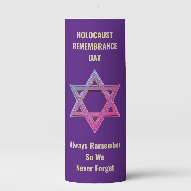 Holocaust Remembrance YOM HASHOAH Pillar Candle (Front)