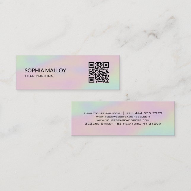 Hologram Background QR Code Mini Business Card (Front/Back)