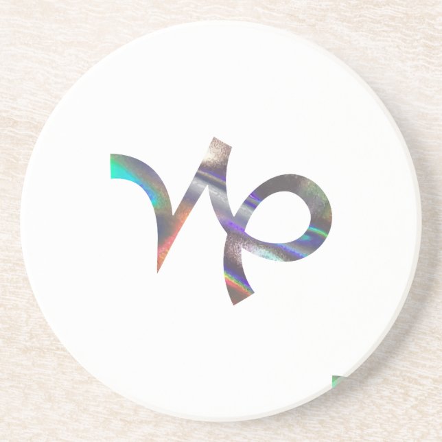 hologram Capricorn Sandstone Coaster (Front)