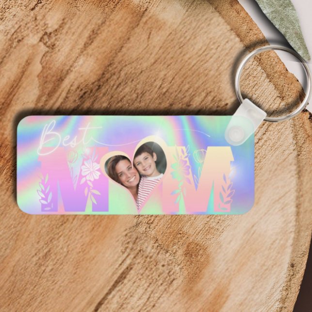 Hologram Custom Photo Best Mom Metal Keychain (Creator Uploaded)