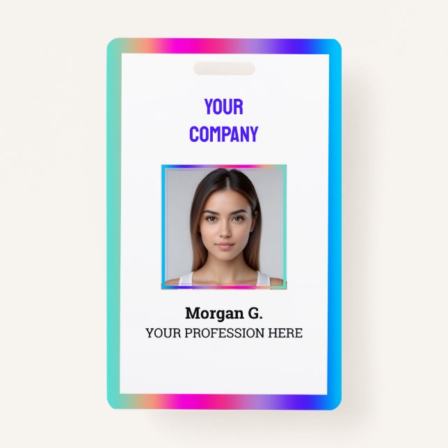 Hologram Custom Photo Name Badge (Front)