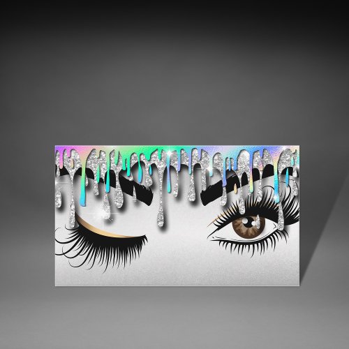 Hologram Dripping Gold Makeup artist Wink Eye Lash Business Card