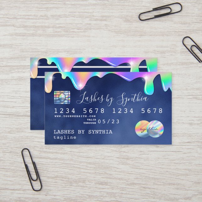 hologram drips navy Credit Card add name (Front/Back In Situ)
