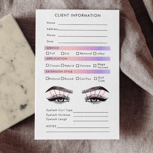 Hologram Eyelash Extension Client Record Map Business Card