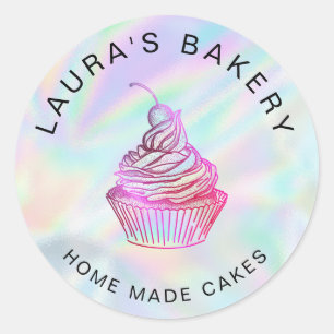 Hologram foil Cakes & Sweets Cupcake Home Bakery Classic Round Sticker