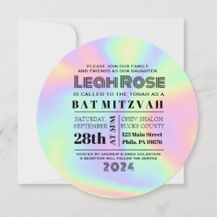 Hologram Iridescent Rainbow Bat Mitzvah Invitation