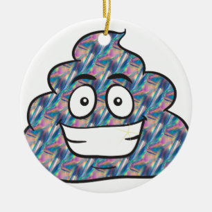 hologram poop emoji ceramic ornament