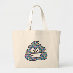 hologram poop emoji large tote bag