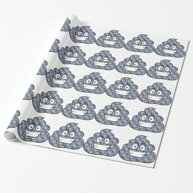 hologram poop emoji wrapping paper (Unrolled)