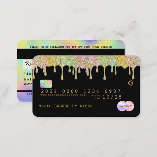 Hologram Rainbow Gold Glitter Luxury Credit Card