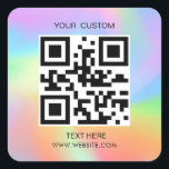 Hologram, Simple QR Small Business Custom QR Code  Square Sticker<br><div class="desc">Hologram, Simple QR Small Business Custom QR Code This small business custom QR code square sticker is perfect for a small business owner. The simple design features classic minimalist typography with a stylish sophisticated feel. Customizable in any color. Hologram, rustic qr code, modern qr code stickers, simple qr code sticker,...</div>