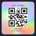 Hologram, Simple QR Small Business Custom QR Code  Square Sticker<br><div class="desc">Hologram, Simple QR Small Business Custom QR Code This small business custom QR code square sticker is perfect for a small business owner. The simple design features classic minimalist typography with a stylish sophisticated feel. Customizable in any color. Hologram, rustic qr code, modern qr code stickers, simple qr code sticker,...</div>