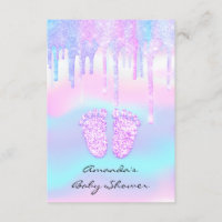 Hologram Unicorn Baby Shower Girl Feet Glitter Invitation