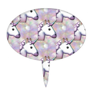 hologram unicorn emoji cake topper