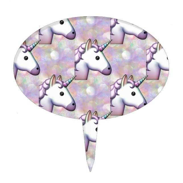 hologram unicorn emoji cake topper (Front)