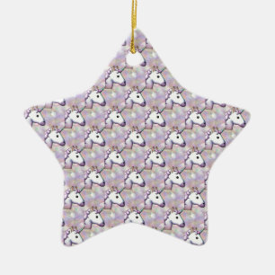 hologram unicorn emoji ceramic ornament
