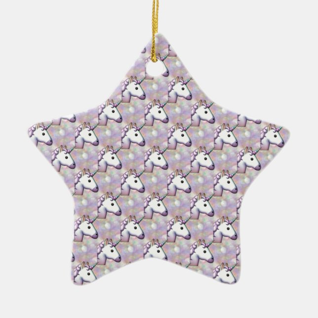 hologram unicorn emoji ceramic ornament (Front)