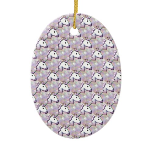 hologram unicorn emoji ceramic ornament