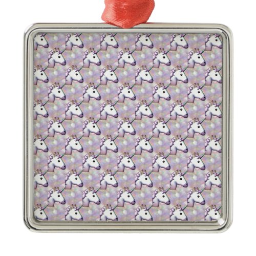 hologram unicorn emoji metal ornament