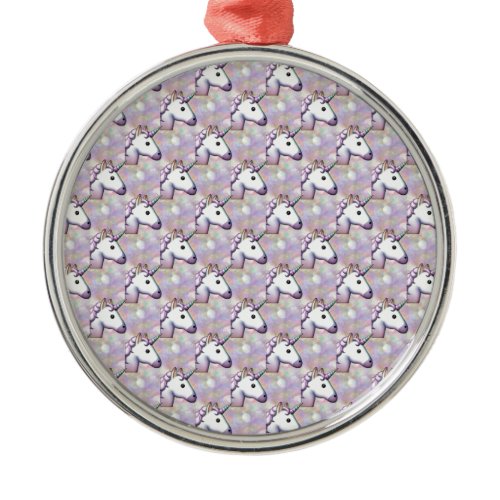 hologram unicorn emoji metal ornament