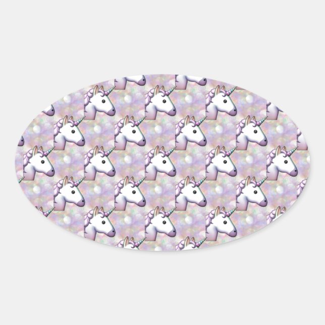 hologram unicorn emoji oval sticker (Front)