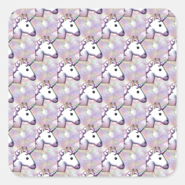 hologram unicorn emoji square sticker (Front)