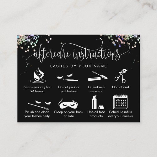 Holograph aftercare card eyelash extensions icons