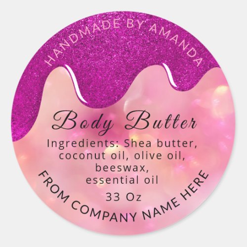 Holograph Berry Name Body Butter Drips Scrub Classic Round Sticker