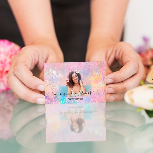 Holograph Boutique Shop Drip QR Code Logo Photo Business Card (Creator Uploaded)