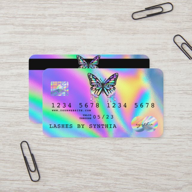 Holograph  Butterfly  Modern Credit Card Style (Front/Back In Situ)
