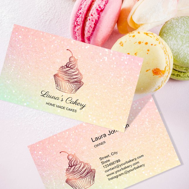 Holograph Cakes & Sweets Cupcake Home Bakery Business Card (Creator Uploaded)