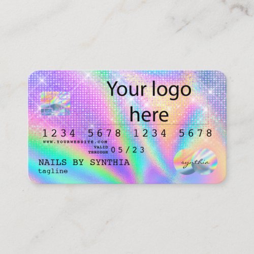Holograph  Credit Card Nail Tech ADD LOGO