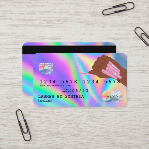 Holograph  Credit Card Nail Tech add logo