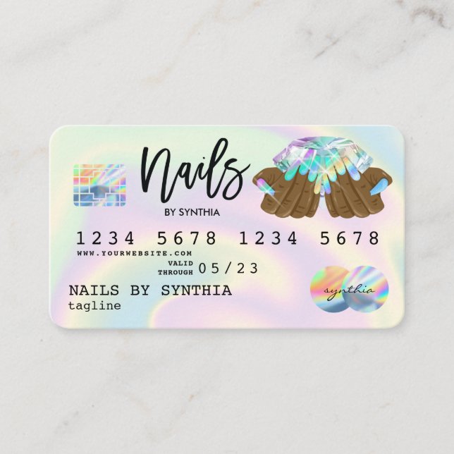 Holograph  Credit Card Nail Tech manicure (Front)