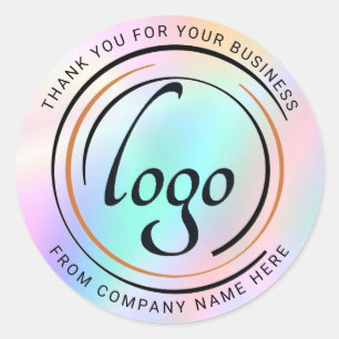 Holograph Custom Logo Name Web Gold Thank You Clas Classic Round Sticker