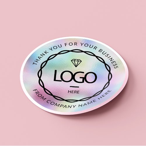 Holograph Custom Logo Name Web Pink Thank Business Classic Round Sticker