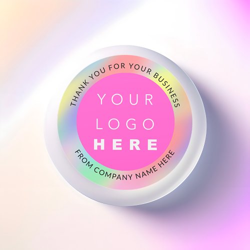 Holograph Custom Logo Name Web Pink Thank Modern Classic Round Sticker