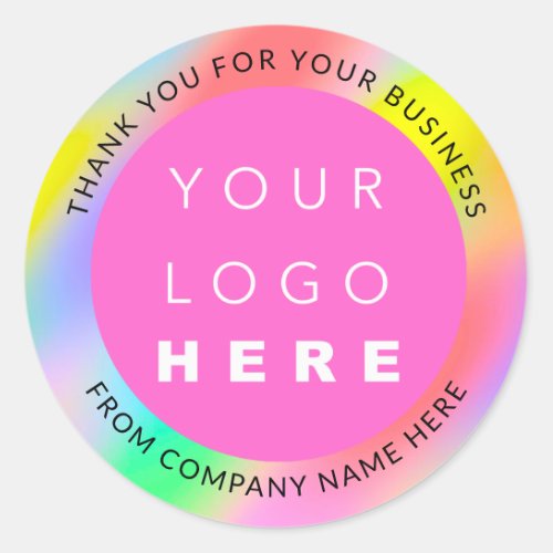 Holograph Custom Logo Name Web Pink Thank New Classic Round Sticker