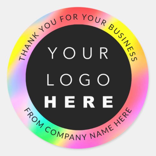 Holograph Custom Logo Name Web Pink Thank Rainbow Classic Round Sticker