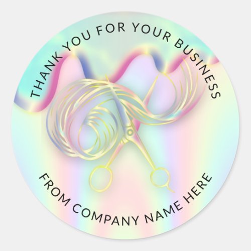 Holograph Custom Logo Name Web Pink Thank You Clas Classic Round Sticker