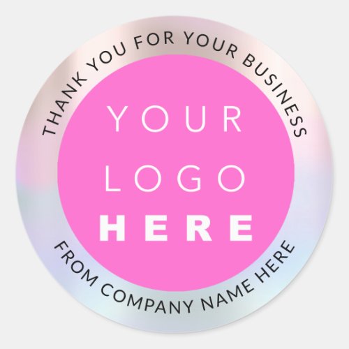 Holograph Custom Logo Name Web Rose Thank You Classic Round Sticker