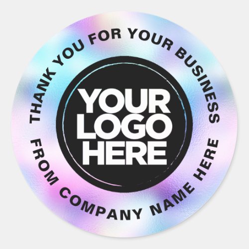 Holograph Custom Logo Name Web Thank You Classic Round Sticker