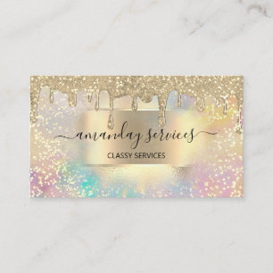 Holograph Drips Confetti Makeup Lashes Nails Business Card
