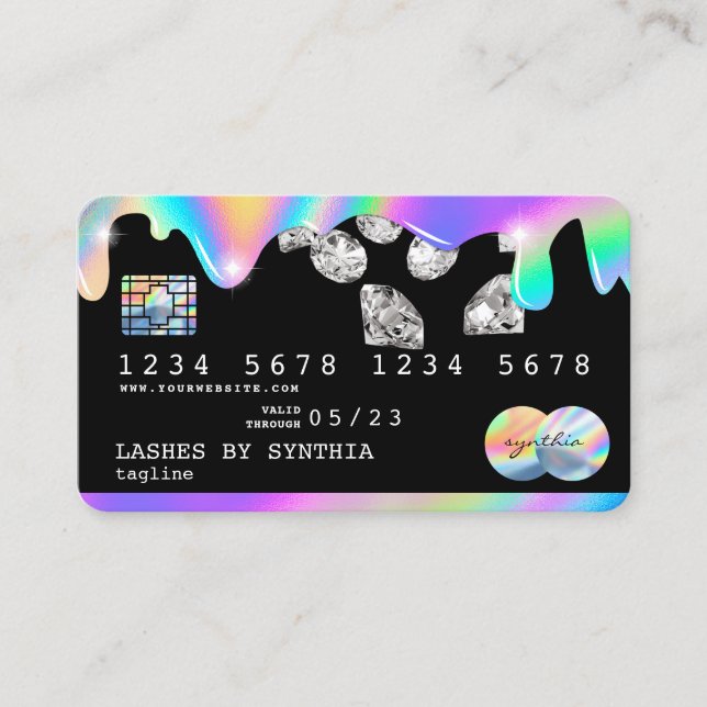 Holograph  Drips Diamonds Modern Credit Card (Front)