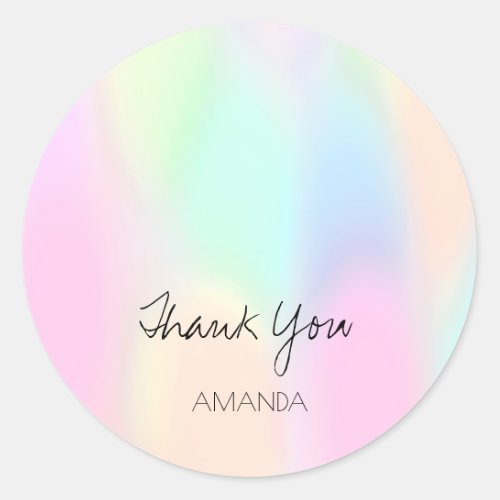 Holograph Drips Pink Strokes Thanks Name Classic Round Sticker