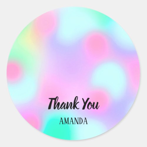 Holograph Drips Pink Unicorn Mermaid Abstract  Classic Round Sticker