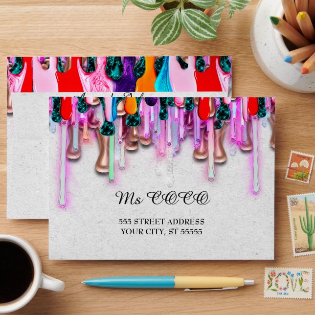Holograph Drips Wedding Sweet 16th Bridal Envelope (Desk)